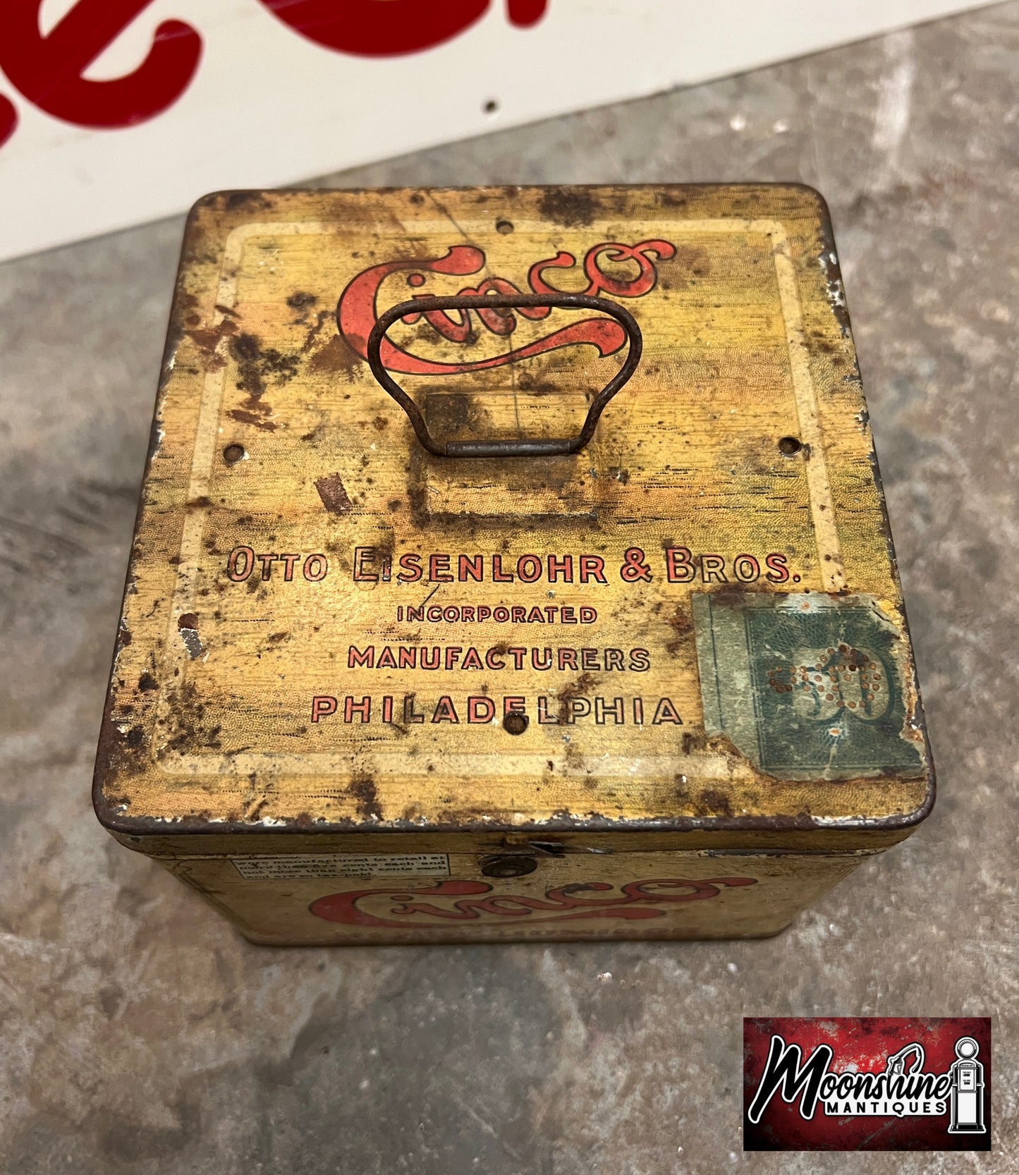 Antique CINCO CIGARS Handy Humidor Tin - Free Shipping!