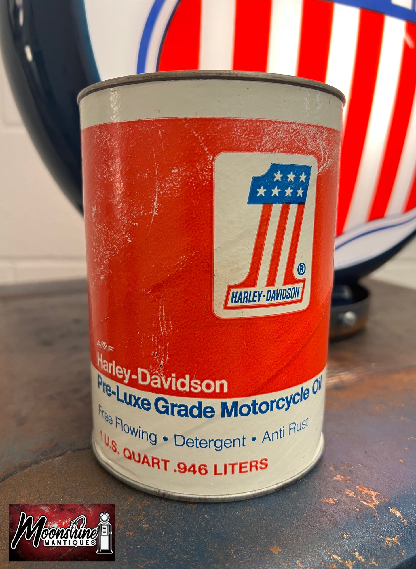 1970's HARLEY DAVIDSON Motorcycle Oil Can 1 qt - Gas & Oil - Free Shipping!