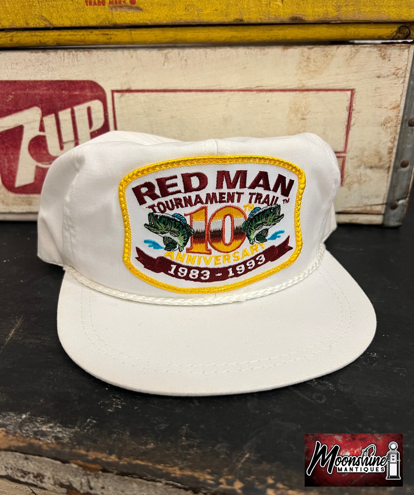 Vtg. Red Man Tournament Trail 10th Anniversary 1983-1993 Bass Fishing Hat - Free Shipping!