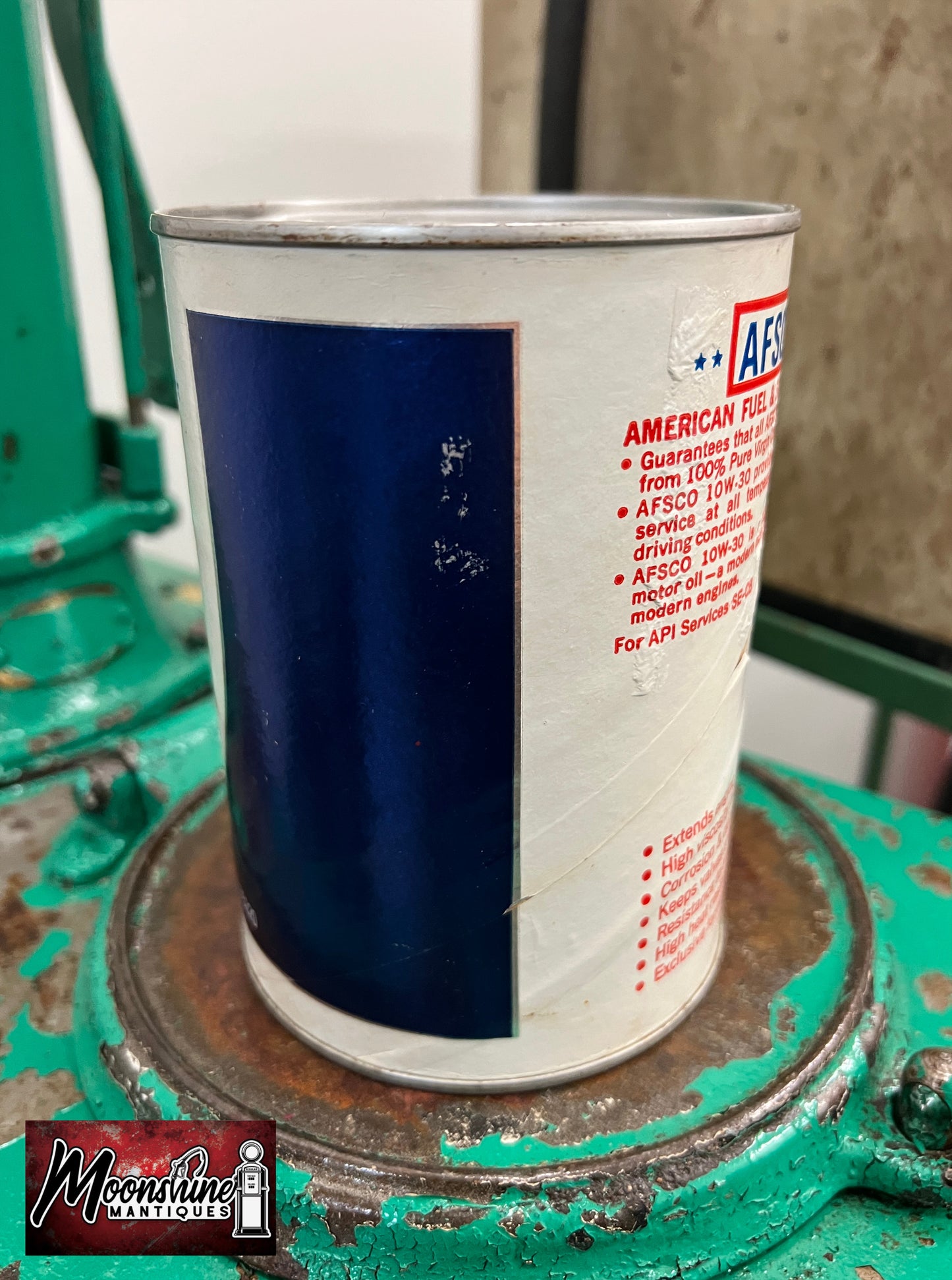 Vtg. AFSCO Motor Oil Can 1 qt - Gas & Oil - Free Shipping!