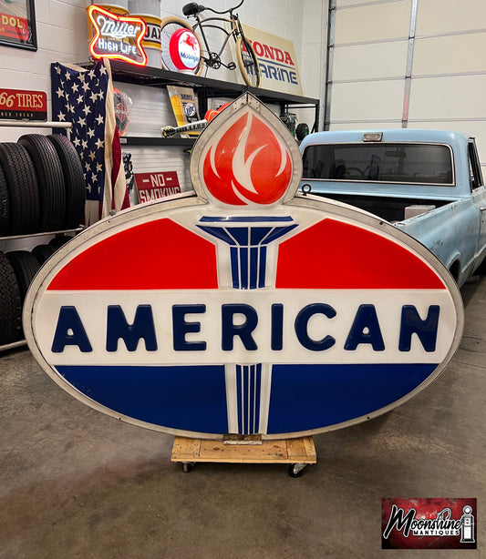 Vtg. 1960’s AMERICAN GASOLINE Service Station Sign - Shipping Available!