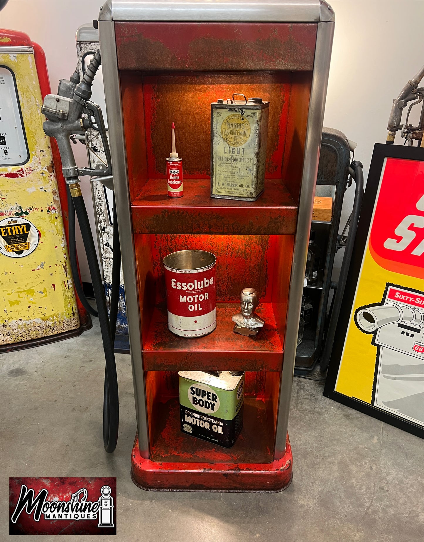 Rustoration 1940’s SIGNAL GASOLINE Bowser Gas Pump w/ Shelves - Mancave Decor - Free Shipping!