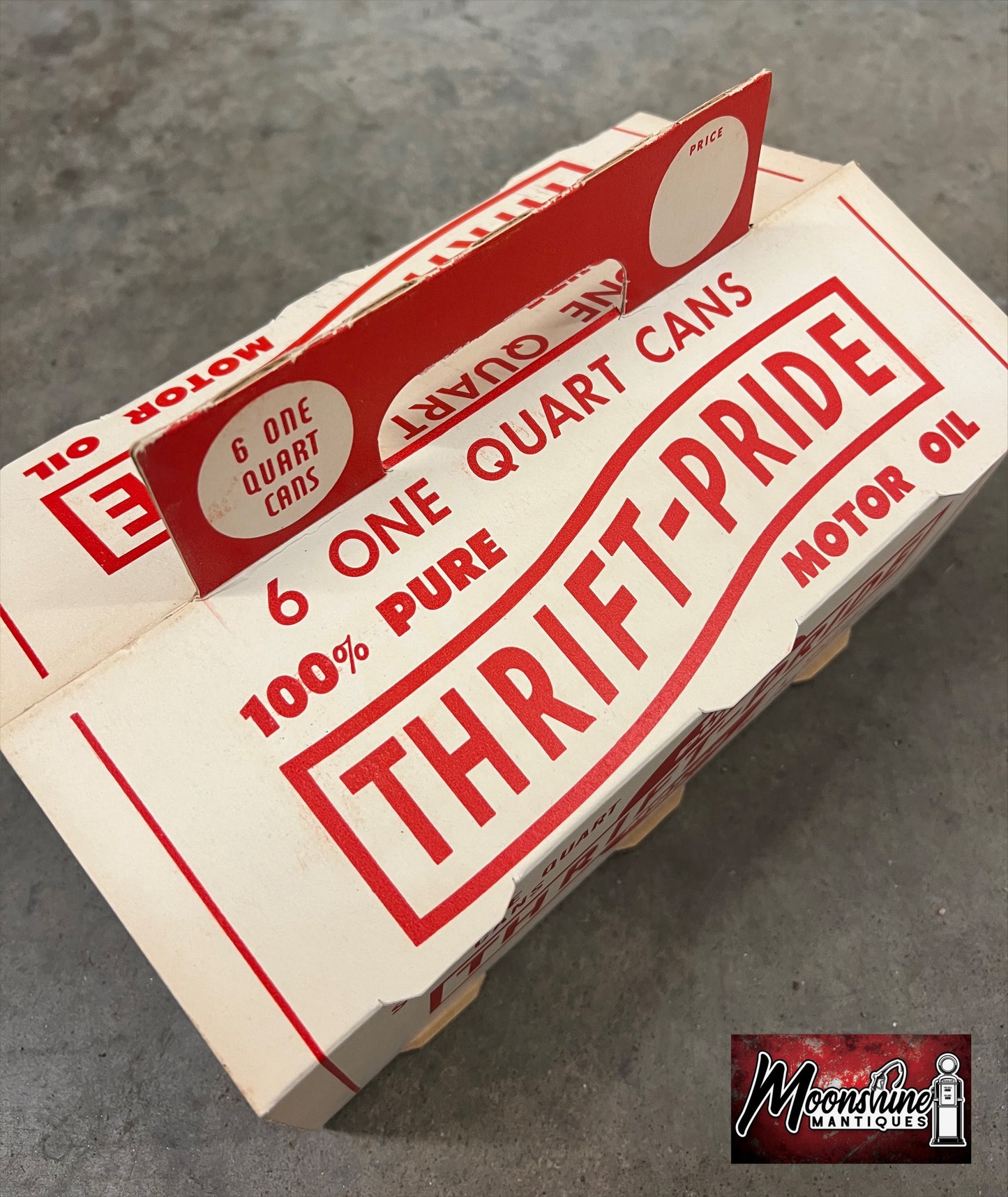 NOS - 1950’s THRIFT PRIDE Motor Oil 6 Pack Quart Can Carrier - High Point NC - Free Shipping!