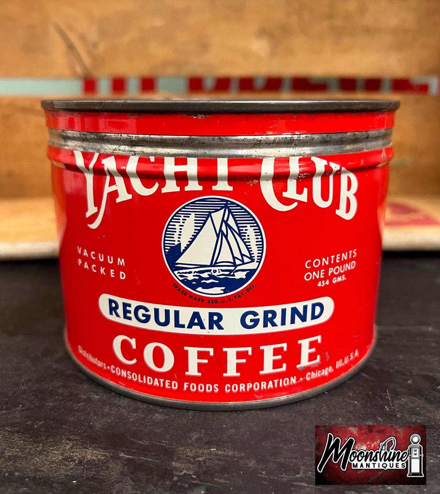Vtg. YACHT CLUB COFFEE Tin Can - Free Shipping!