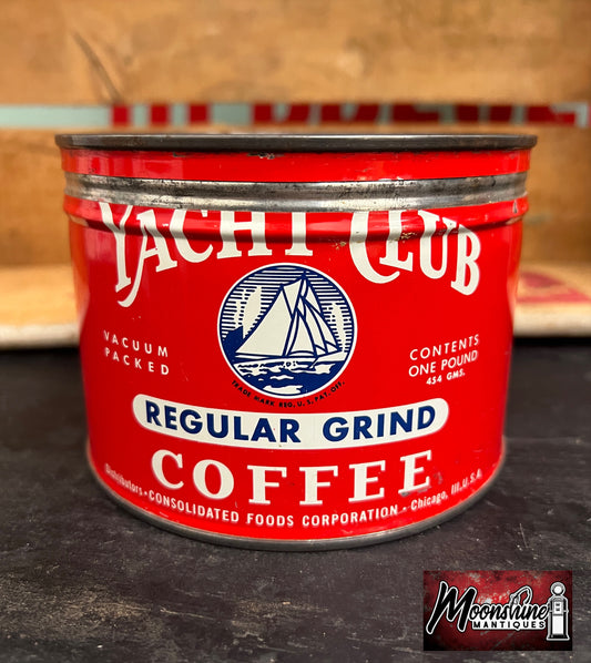 Vtg. YACHT CLUB COFFEE Tin Can - Free Shipping!