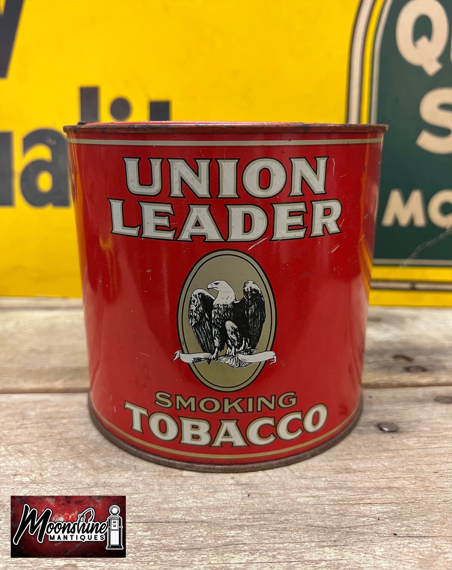 Vtg. UNION LEADER Smoking Tobacco Tin - Free Shipping!