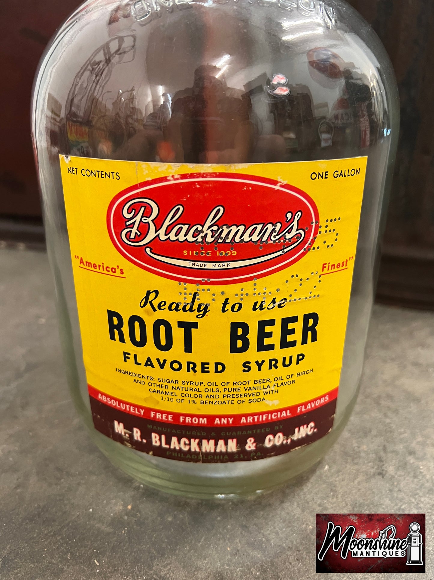 Vtg. Blackman's Root Beer Syrup 1 Gallon Bottle / Jug - Free Shipping!