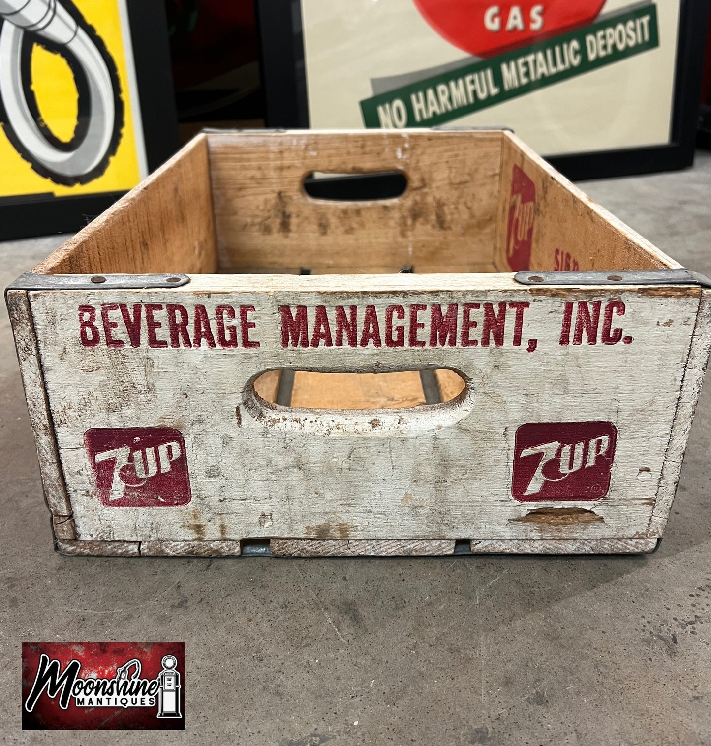 Vtg. 7up Drink Bottle Wooden Crate / Carrier - Free Shipping!