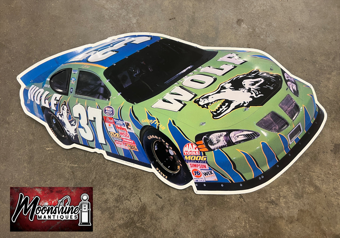 Vtg. TIMBER WOLF Chewing Tobacco David Green Nascar Sign - Free Shipping!