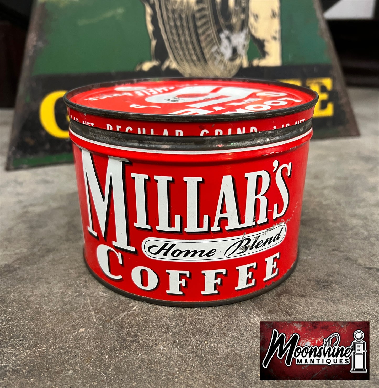 Vtg. 1940's MILLAR'S COFFEE Tin Can - Free Shipping!