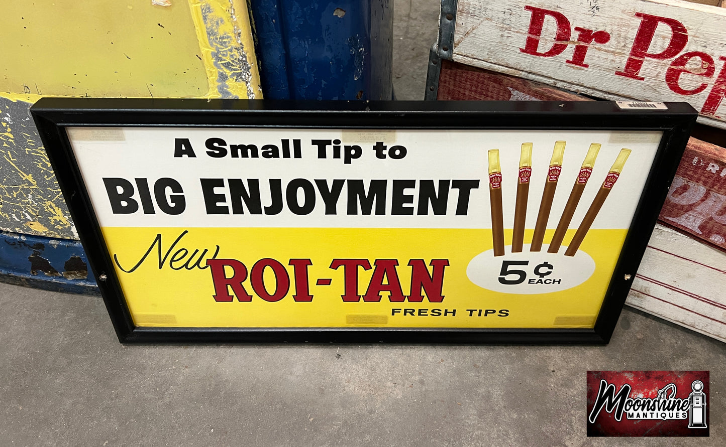 Vtg. ROI-TAN CIGARS Framed Paper Sign - Free Shipping!