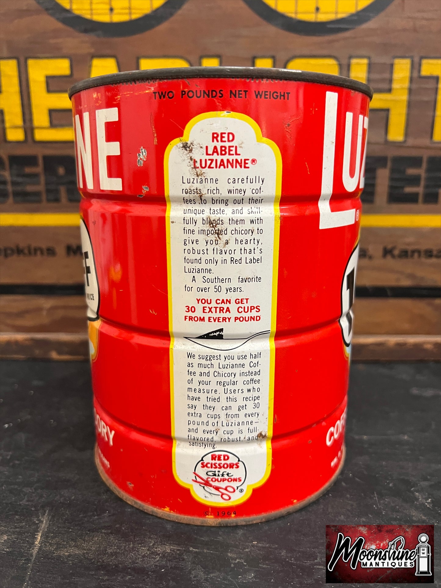 Vtg. LUZIANNE Coffee and Chicory Tin Can - Free Shipping!