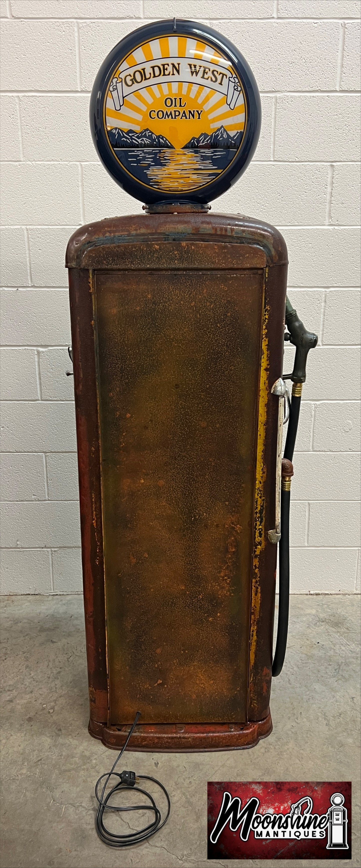 Rustoration 1940’s GOLDEN WEST Gilbarco Gas Pump w/ Shelves - Mancave Decor - Free Shipping