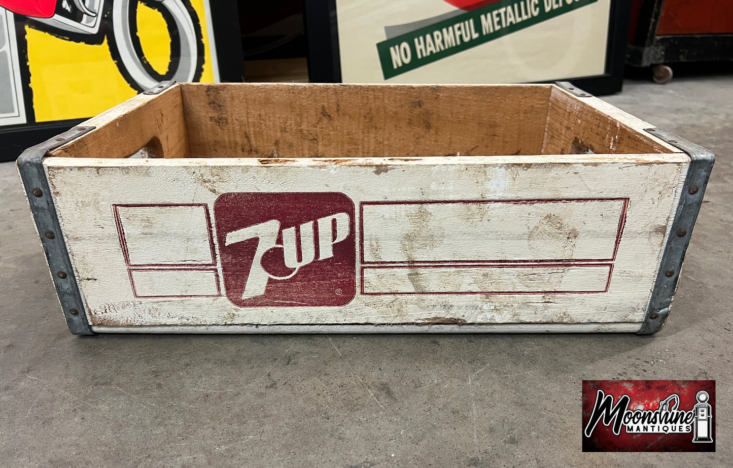 Vtg. 7up Drink Bottle Wooden Crate / Carrier - Free Shipping!