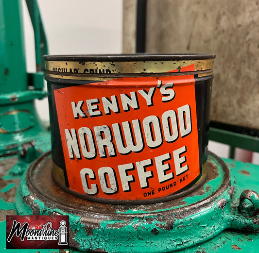 Vtg. KENNY'S NORWOOD COFFEE Tin Can - Free Shipping!
