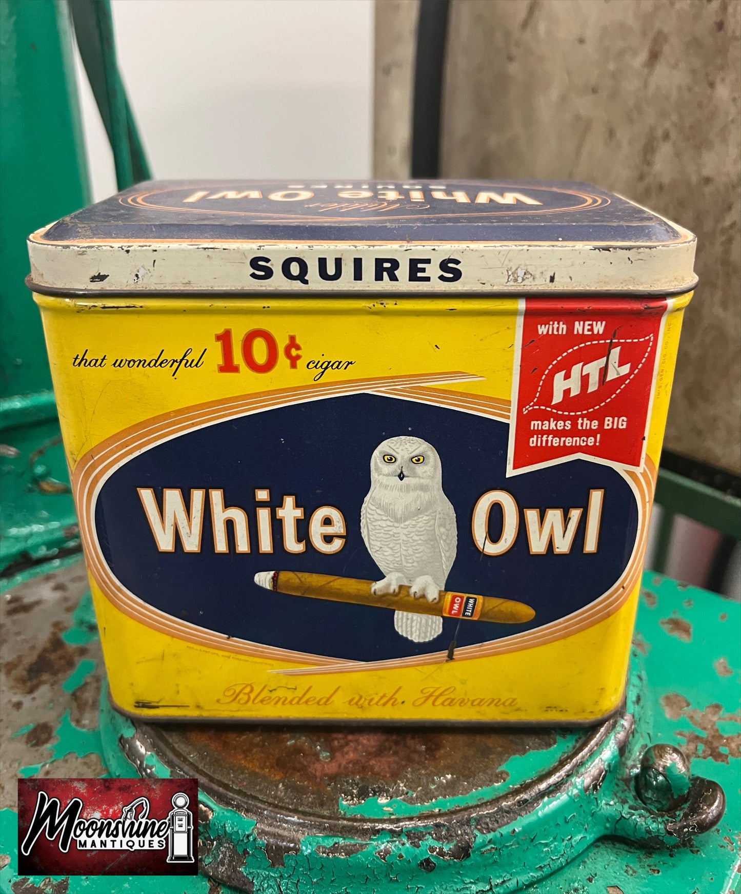 Vtg. WHITE OWL Squires Cigar Tin - Free Shipping!