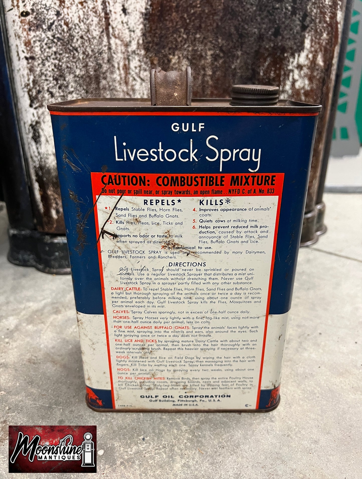 1950’s GULF Livestock Spray 1 Gallon Can - Free Shipping!