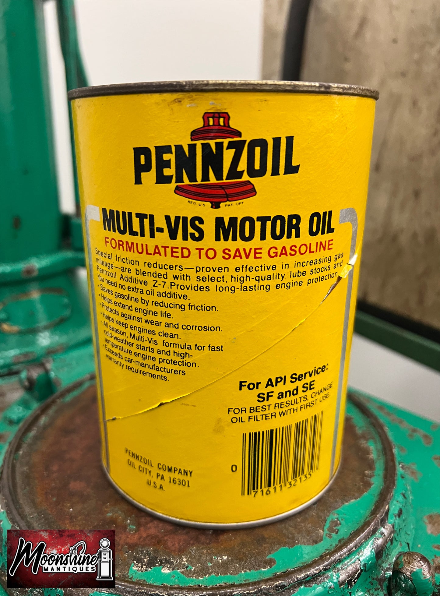 1980's PENNZOIL Motor Oil Can 1 qt - Gas & Oil - Free Shipping!