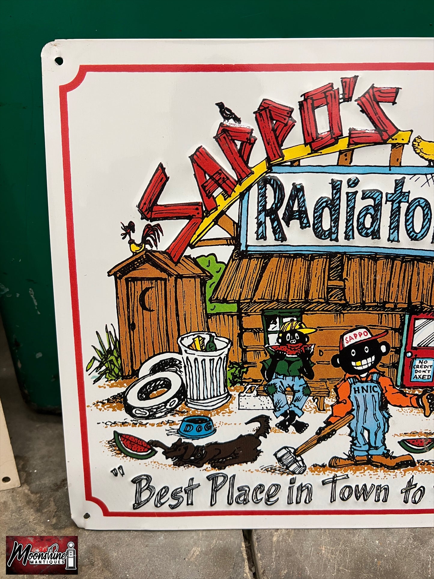 Vtg . SAPPO'S Radiator Shop Sign - Gas & Oil - Free Shipping!