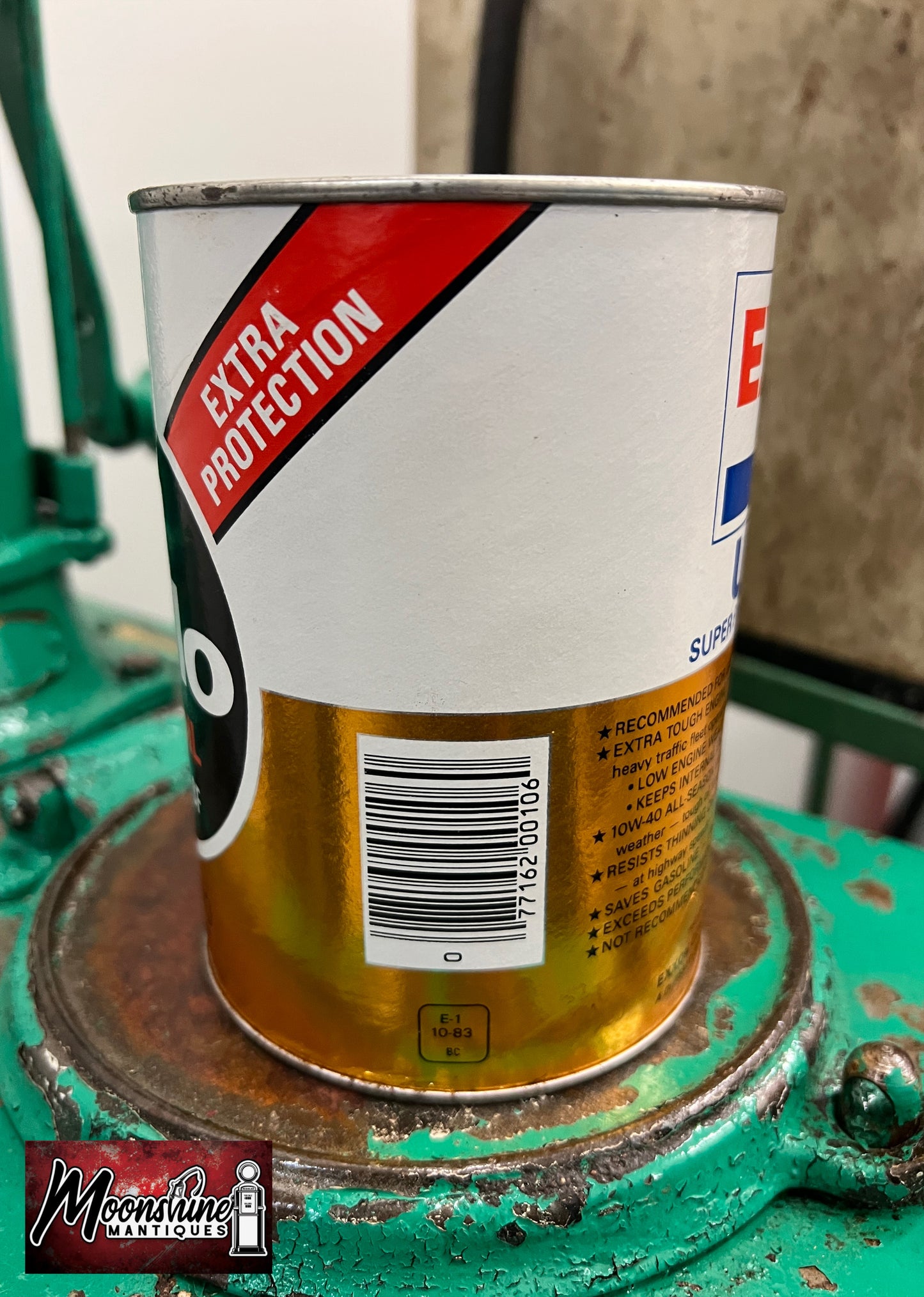 FULL - Vtg. EXXON Uniflo Motor Oil Can 1 qt - Gas & Oil - Free Shipping!
