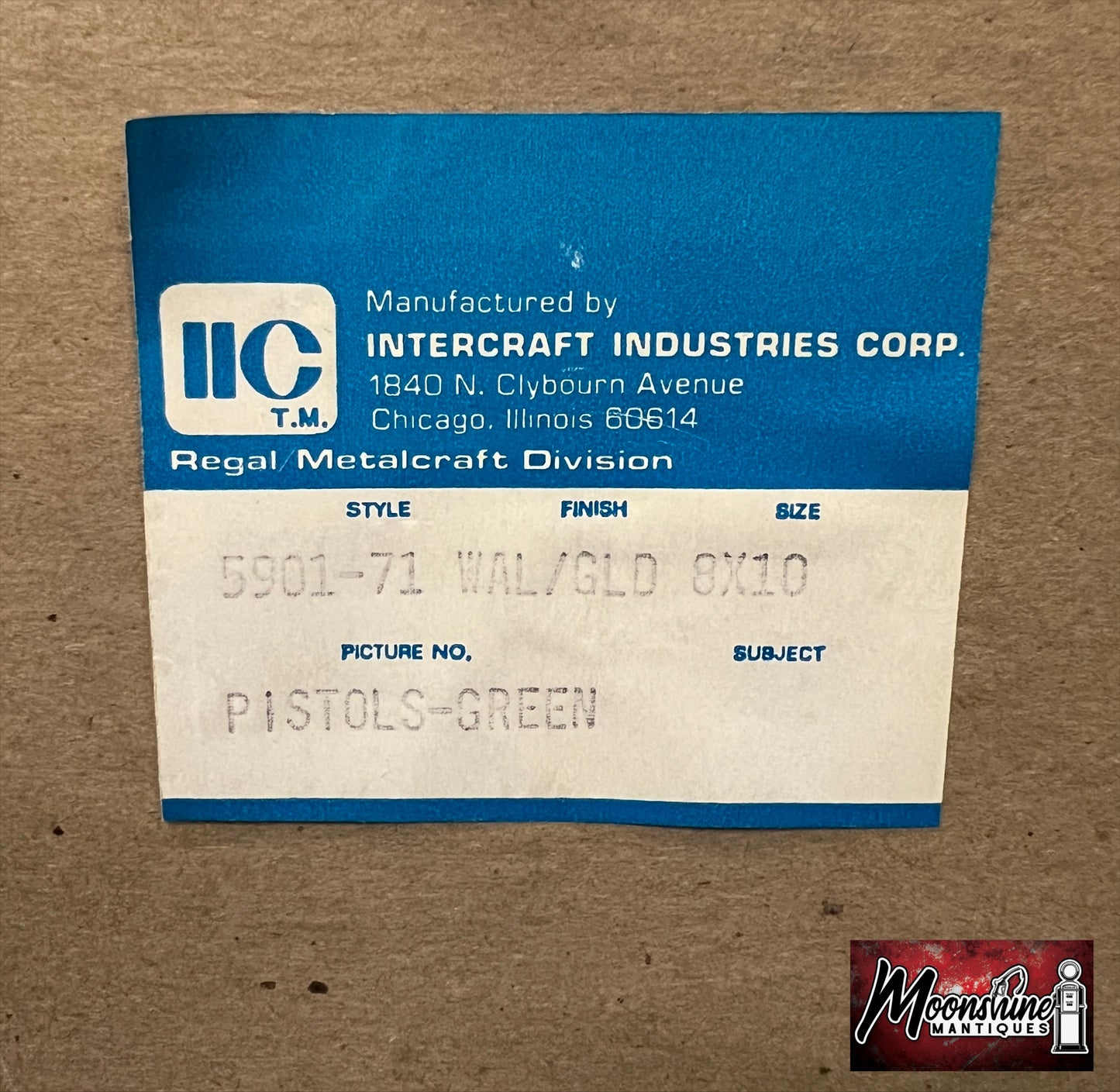 Vtg. 1970's Intercraft Industries COLT 45 Pistol Shadow Box - Free Shipping!
