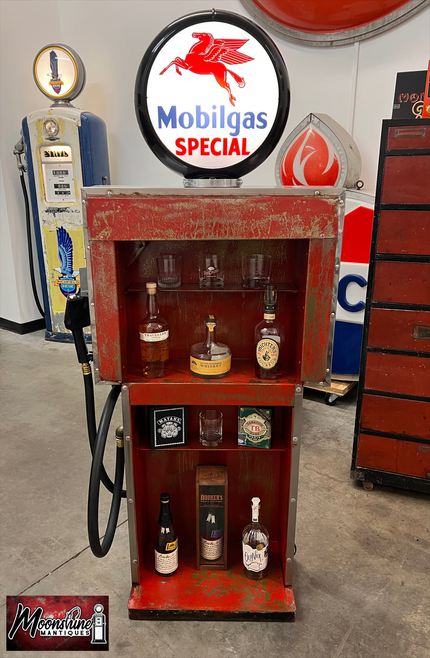 Rustoration 1960’s MOBIL SPECIAL Gilbarco Gas Pump w/ Shelves - Mancave Decor - Free Shipping!
