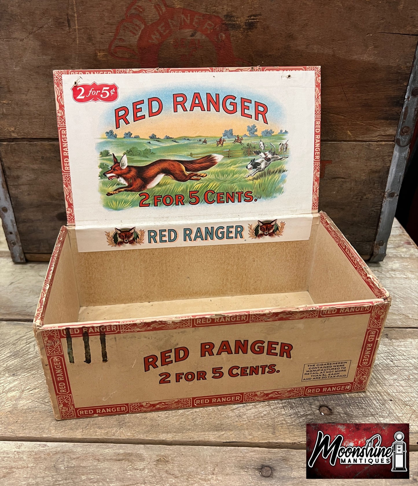 RARE Antique RED RANGER Cigar Box - Free Shipping!