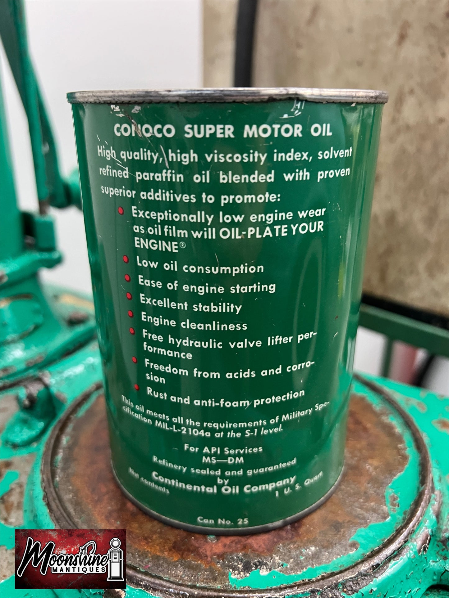 1950’s CONOCO Super Motor Oil Can 1 qt. - Gas & Oil - Free Shipping!