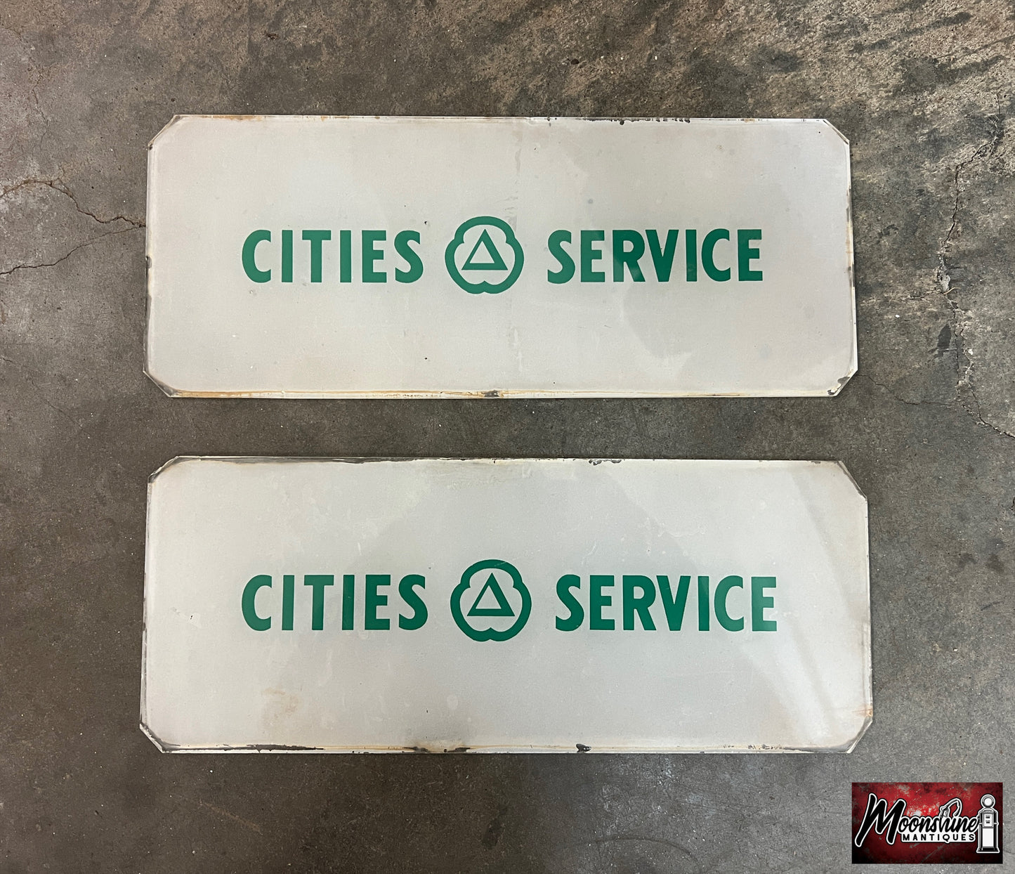 Pair of Original CITIES SERVICE Gas Pump Ad Glass - Wayne 70 - Free Shipping