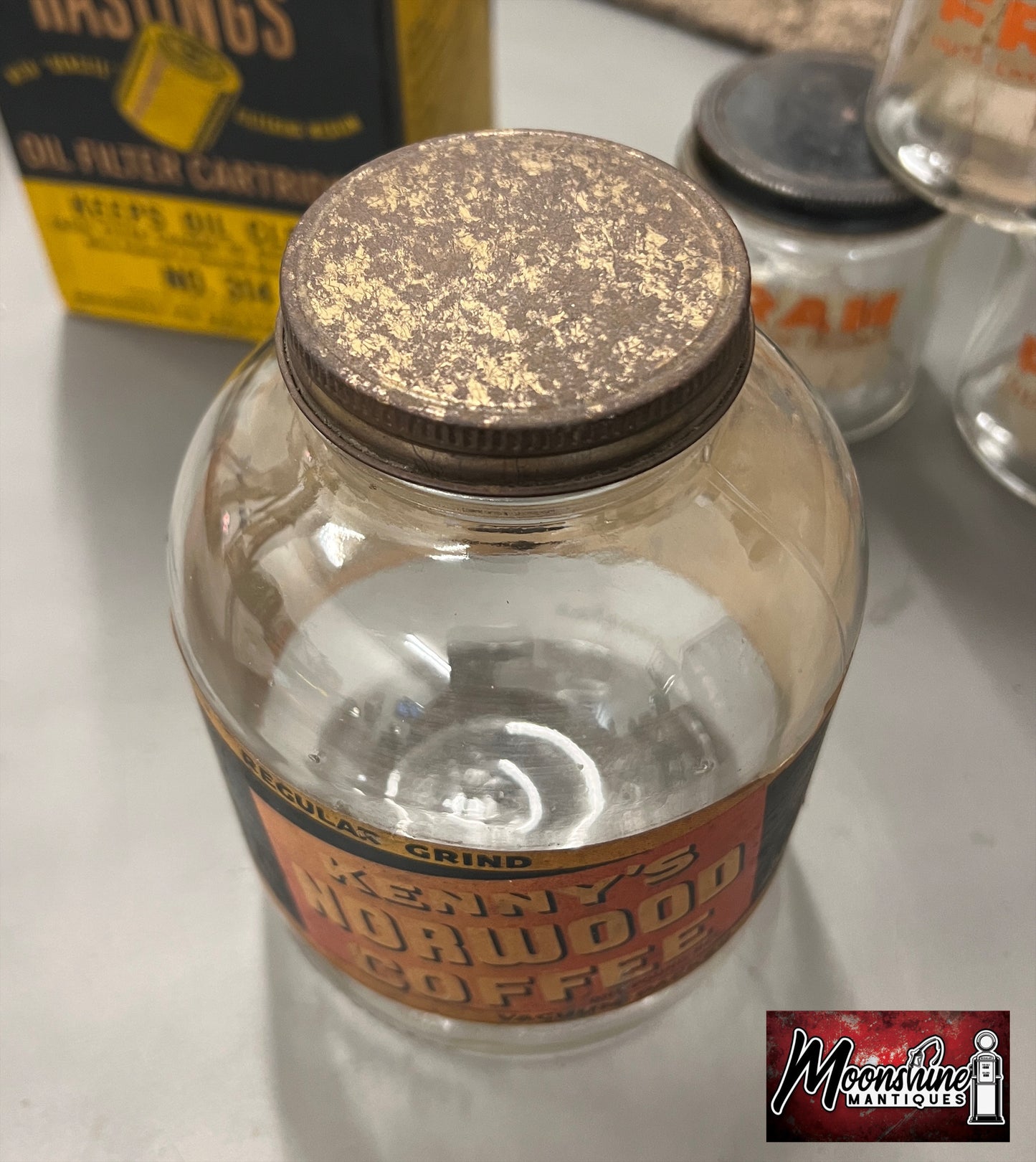Vtg. 1960's KENNY'S NORWOOD COFFEE Jar - Free Shipping!