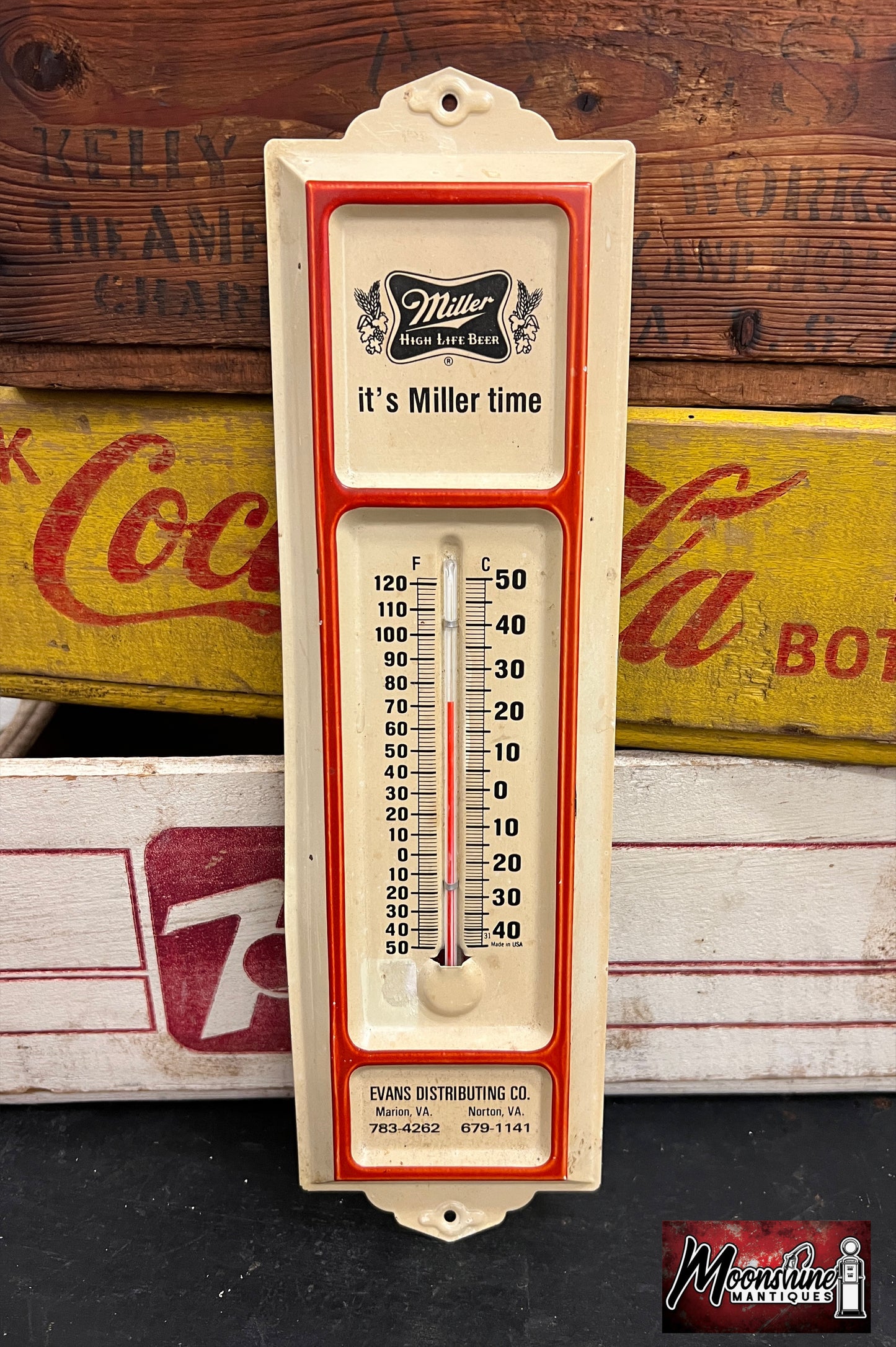 Vtg. MILLER HIGH LIFE Beer Thermometer / Sign - Free Shipping!