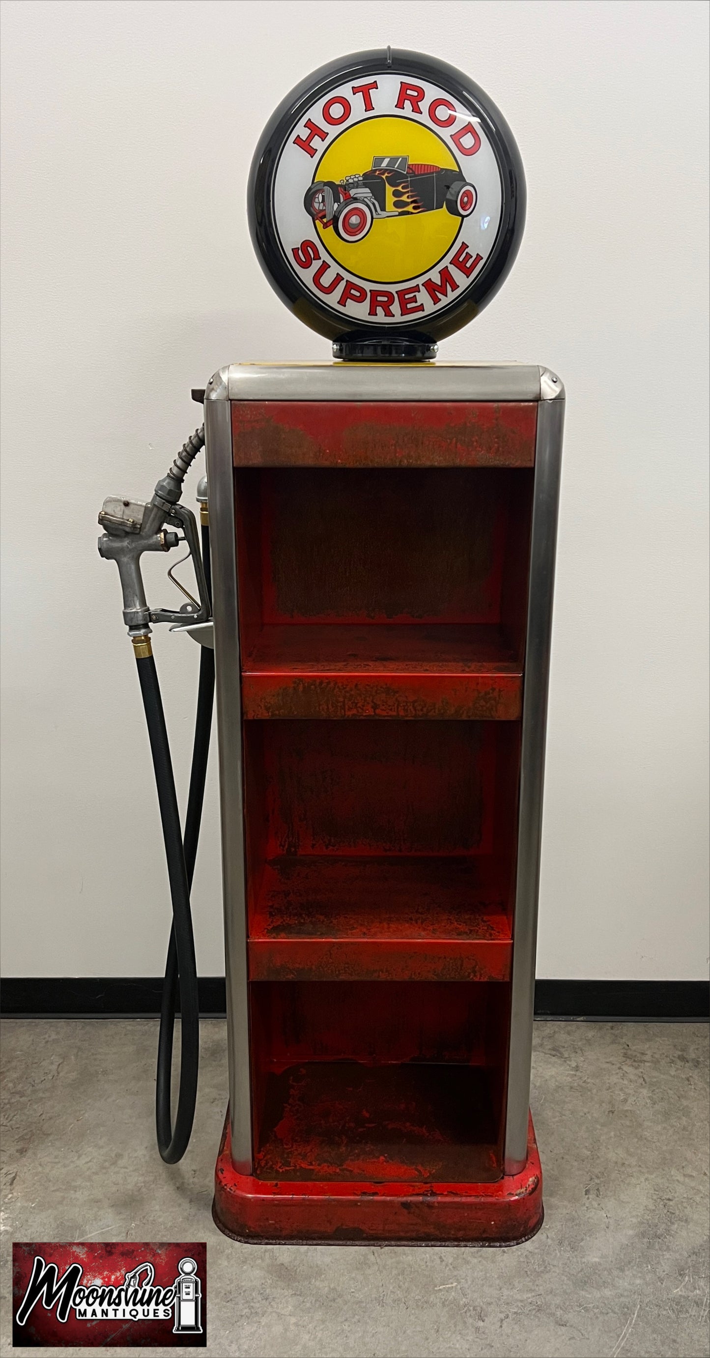 Rustoration 1940’s HOT ROD GASOLINE Bowser Gas Pump w/ Shelves - Mancave Decor - Free Shipping!