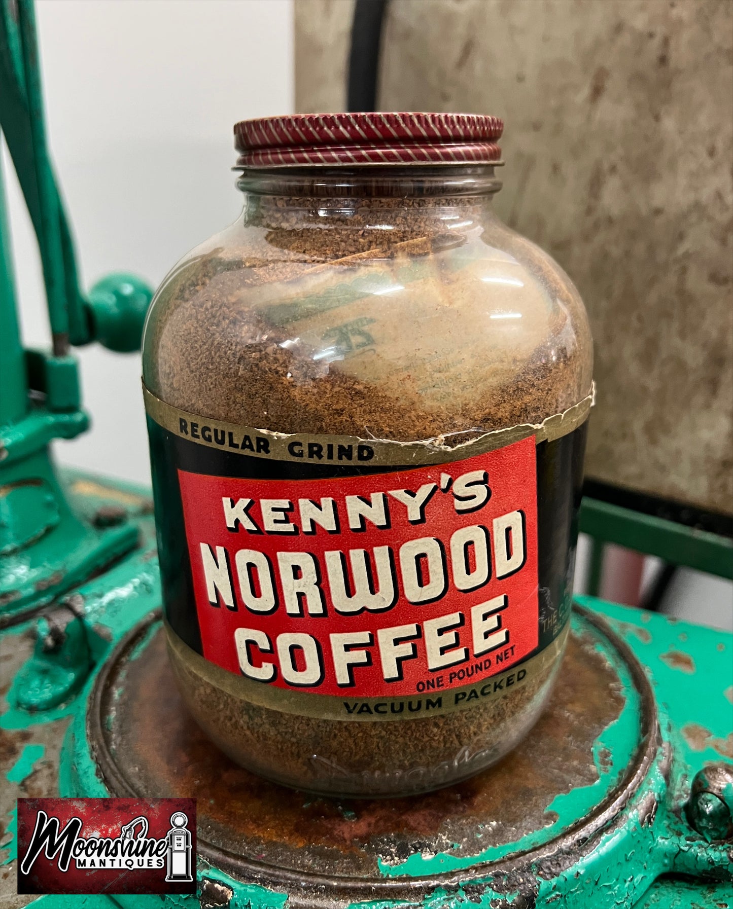 Vtg. KENNY'S NORWOOD COFFEE Jar - Unopened / Full - Free Shipping!