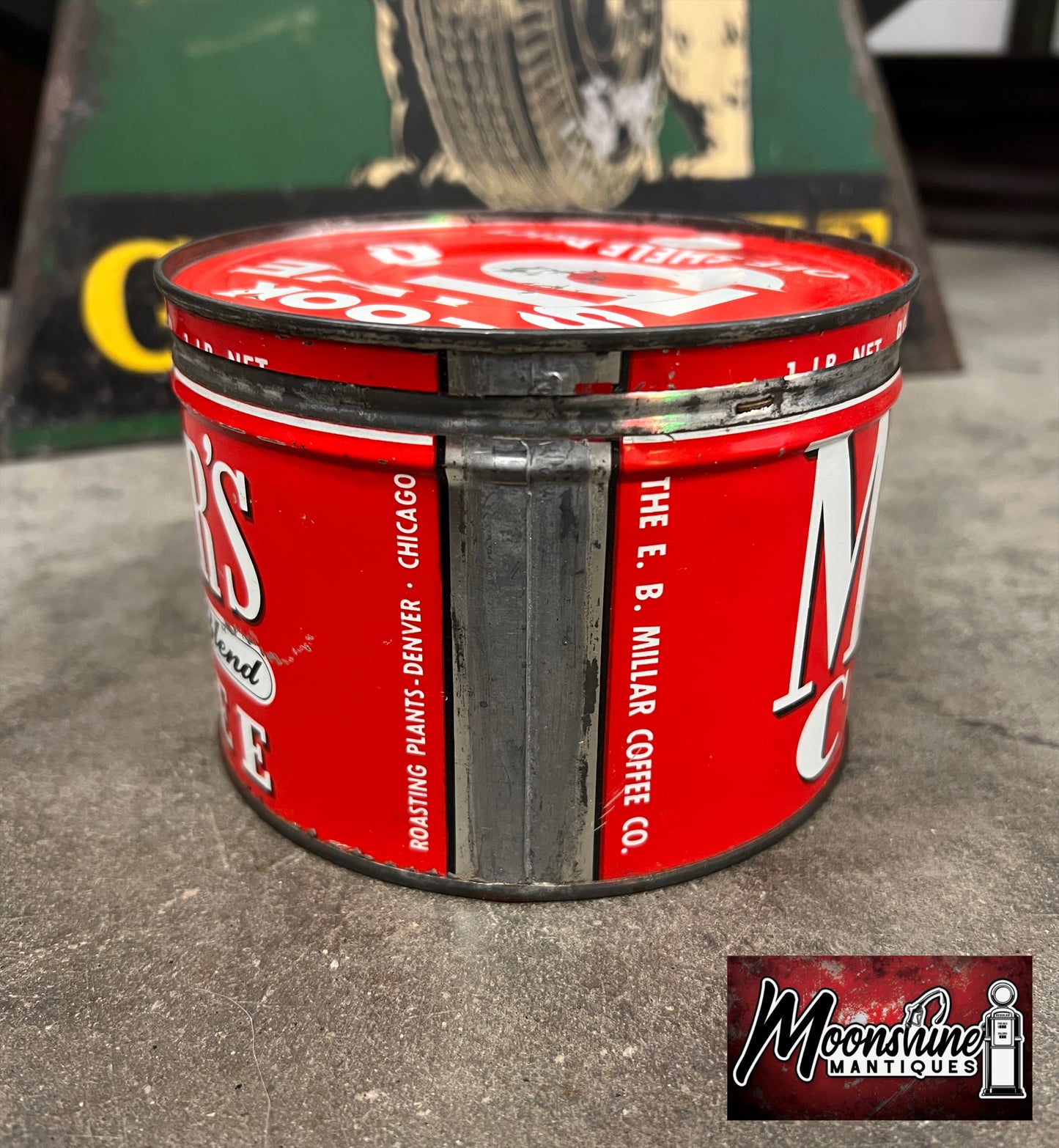 Vtg. 1940's MILLAR'S COFFEE Tin Can - Free Shipping!