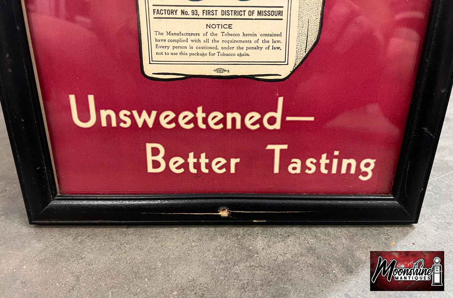 Vtg. 93 CIGAR CUTTINGS Framed Paper Sign 1940's - John Weisert Tobacco Company - Free Shipping!