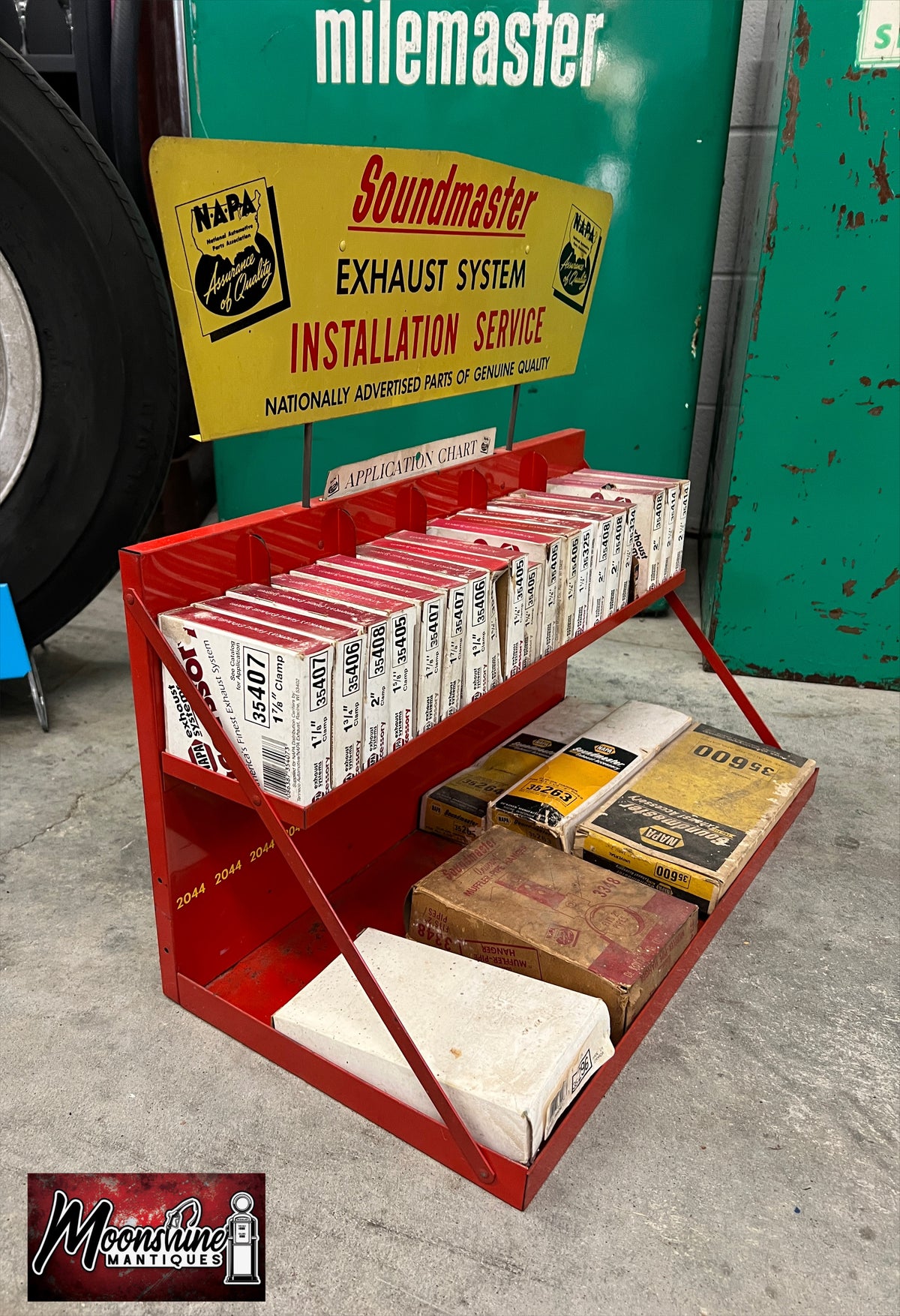 Vtg. NAPA Soundmaster Exhaust System Store Display Rack w/ Topper Sign & Parts - Free Shipping!