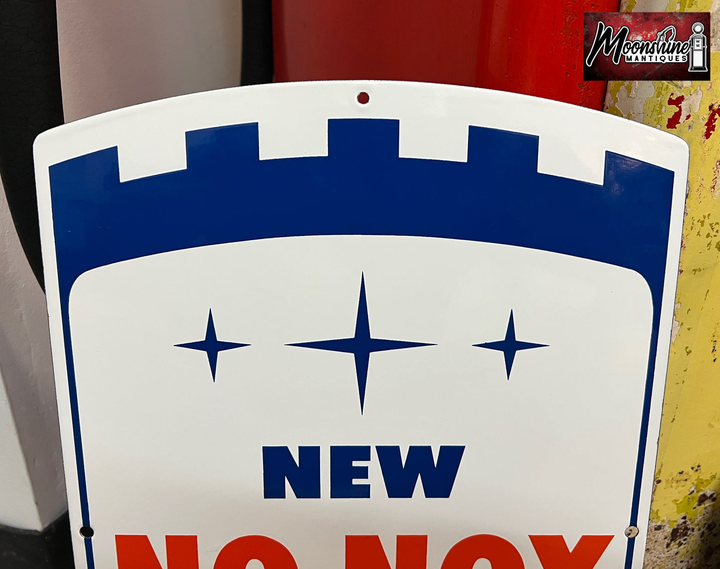 NOS Original 1960’s GULF NO-NOX Porcelain Gas Pump Plate Sign - Free Shipping!