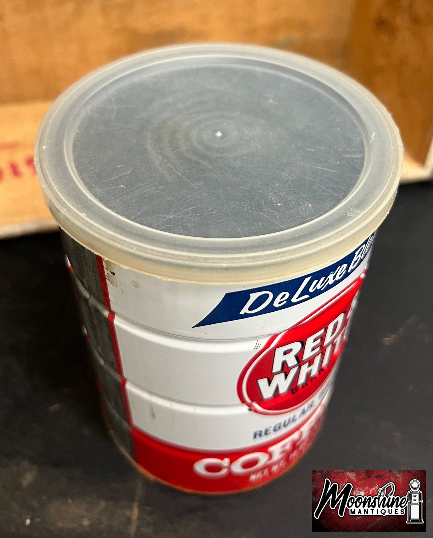 Vtg. RED & WHITE COFFEE Tin Can - Free Shipping!