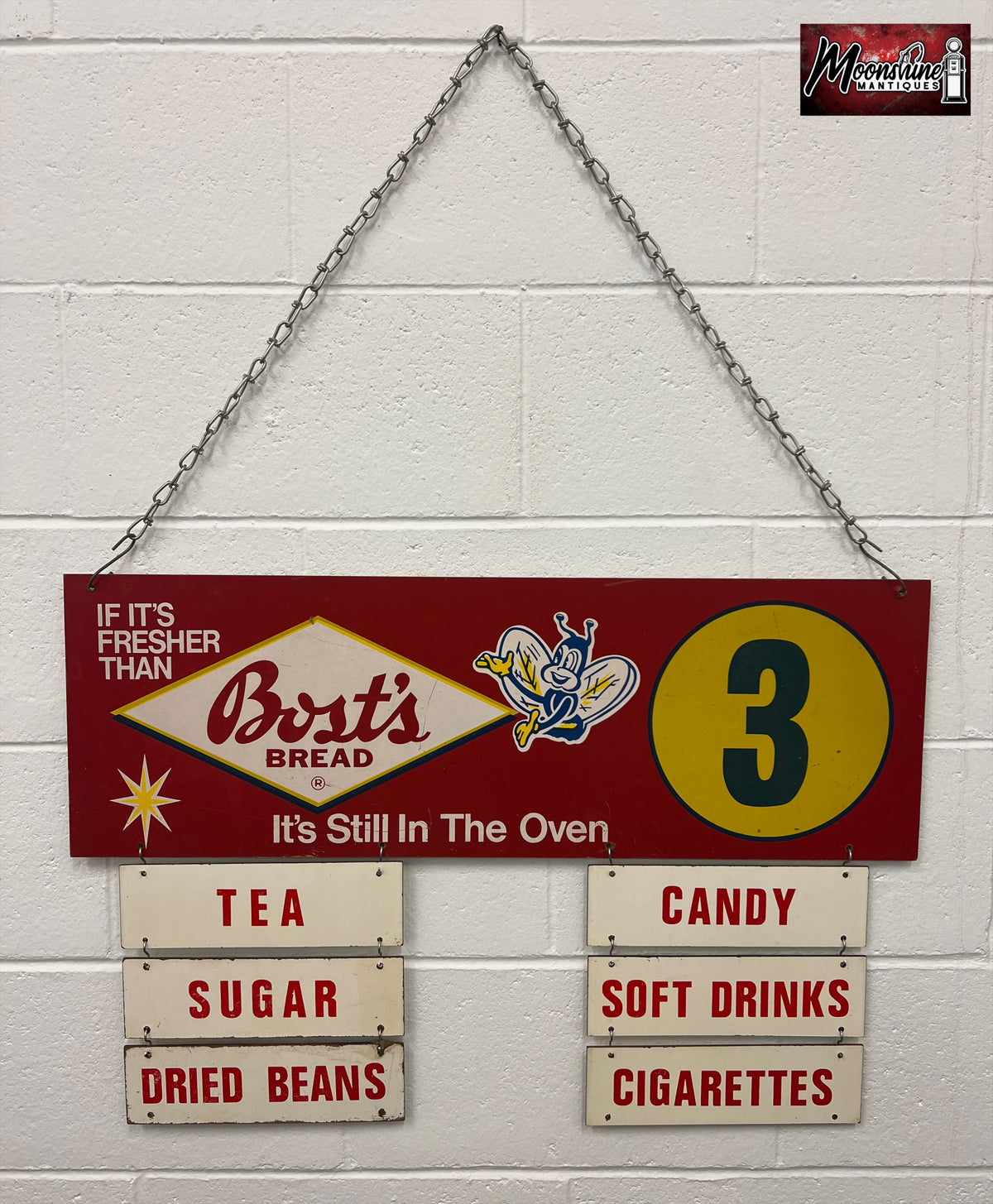 RARE - 1950's Bost's Bread Grocery Store Aisle Marker Sign - Free Shipping!