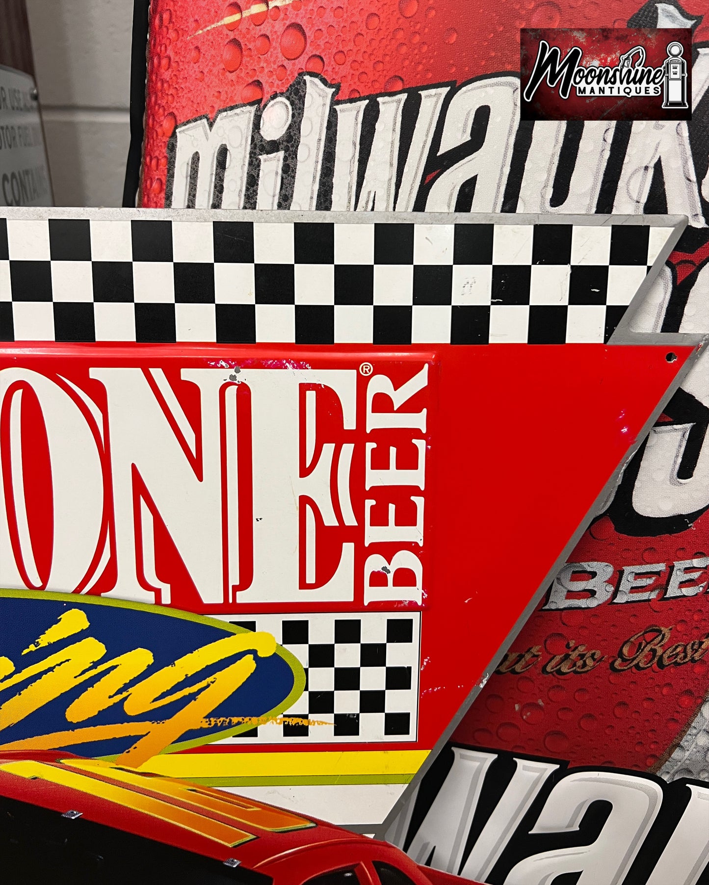 Vtg. 1990's COORS KEYSTONE Beer Nascar Racing Wally Dallenbach Tin Sign - Free Shipping!