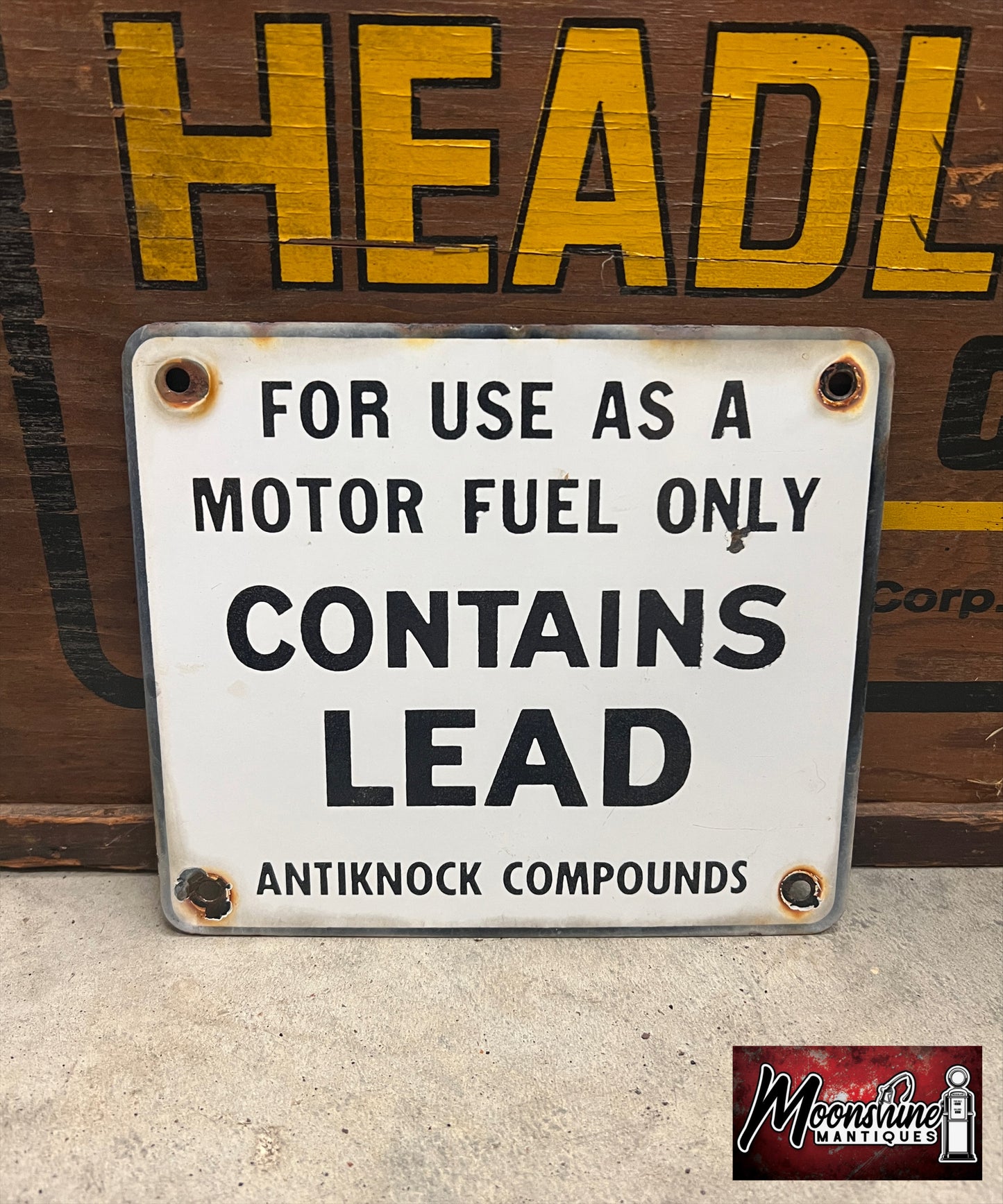 Original 1950's CONTAINS LEAD Porcelain Gas Pump Sign - Free Shipping!