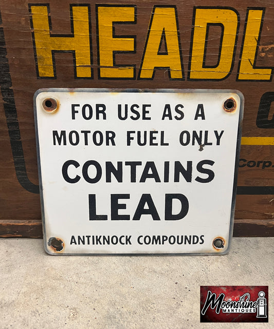 Original 1950's CONTAINS LEAD Porcelain Gas Pump Sign - Free Shipping!