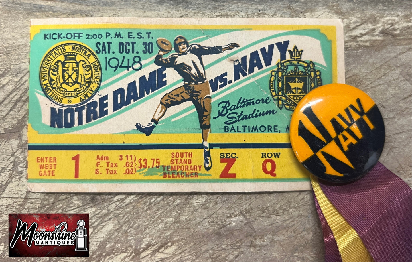 1948 NOTRE DAME Fighting Irish vs. NAVY Midshipmen Football Ticket - Free Shipping!