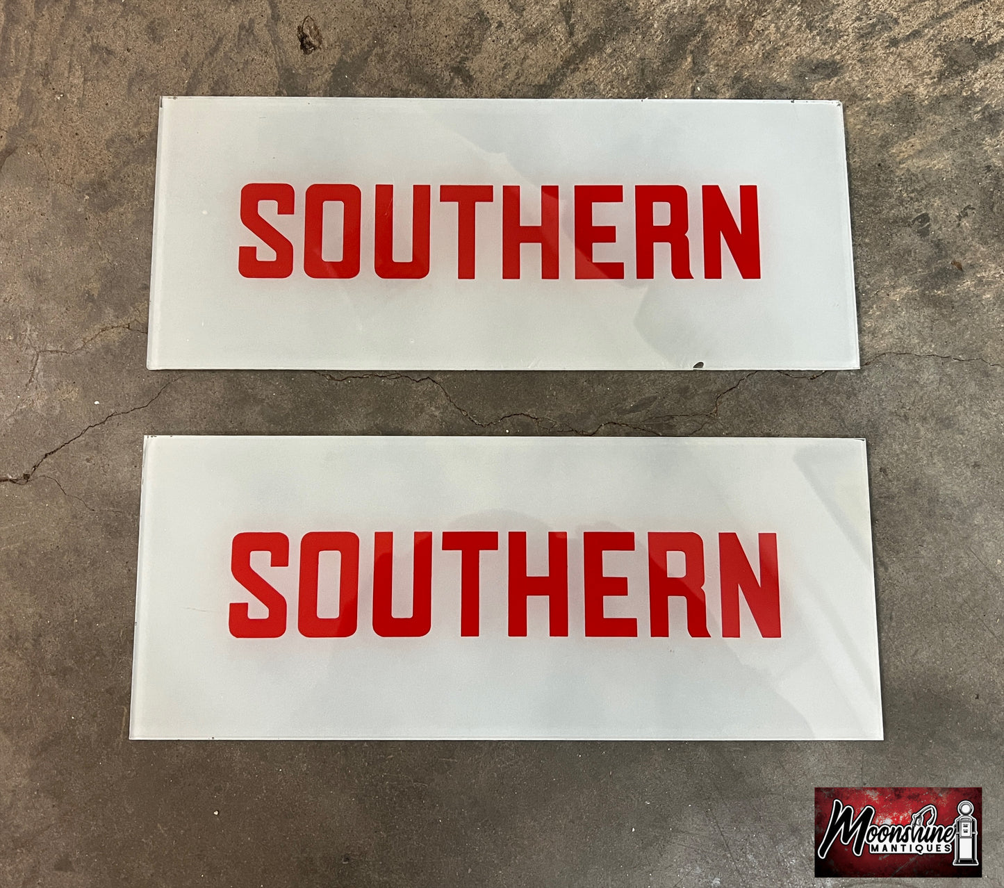 RARE - Pair of Original SOUTHERN Gas Pump Ad Glass - Free Shipping!