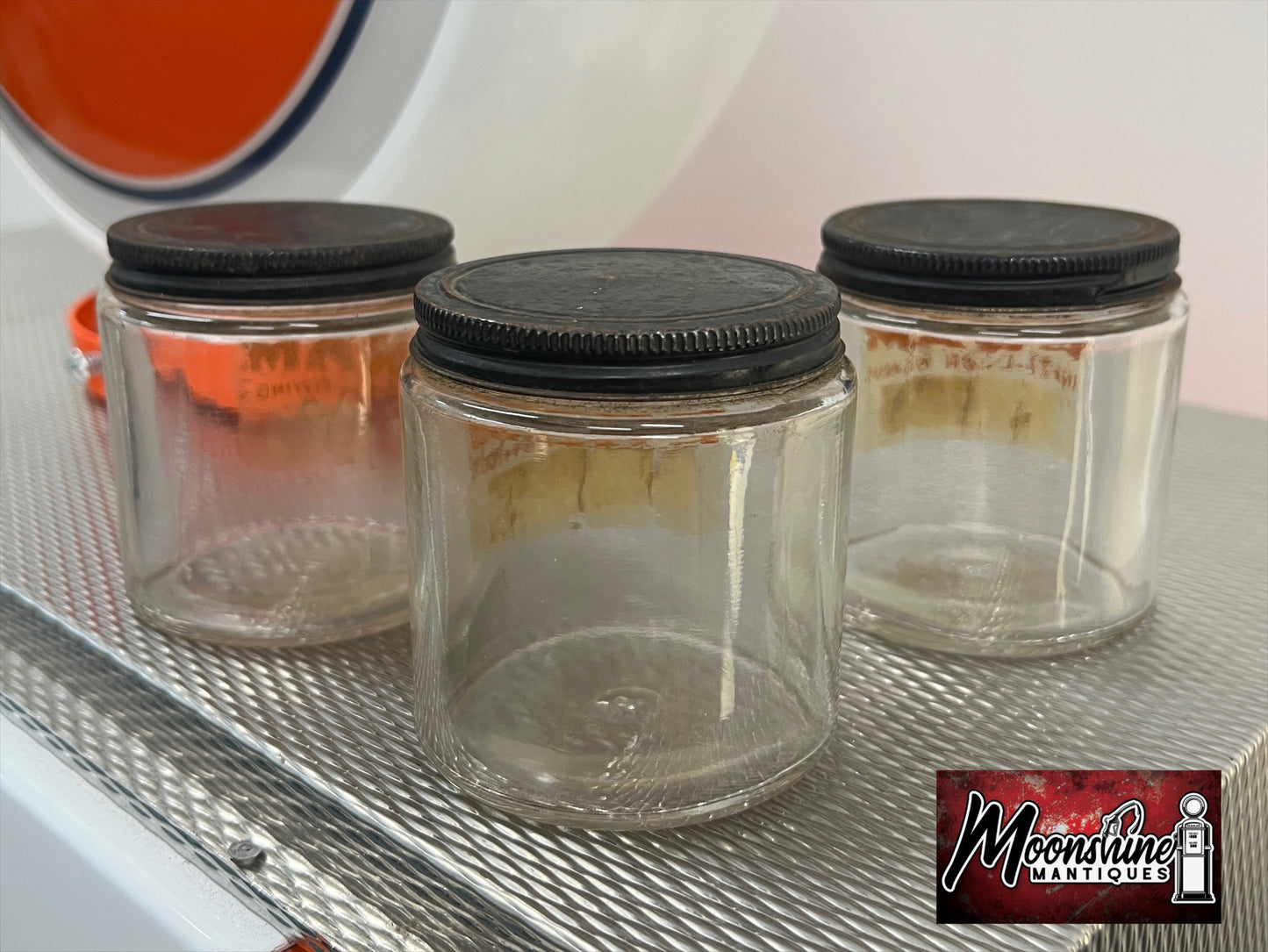 Vtg. FRAM FILTERS Installation Fittings Glass Jar - Lot of 3 - Free Shipping!