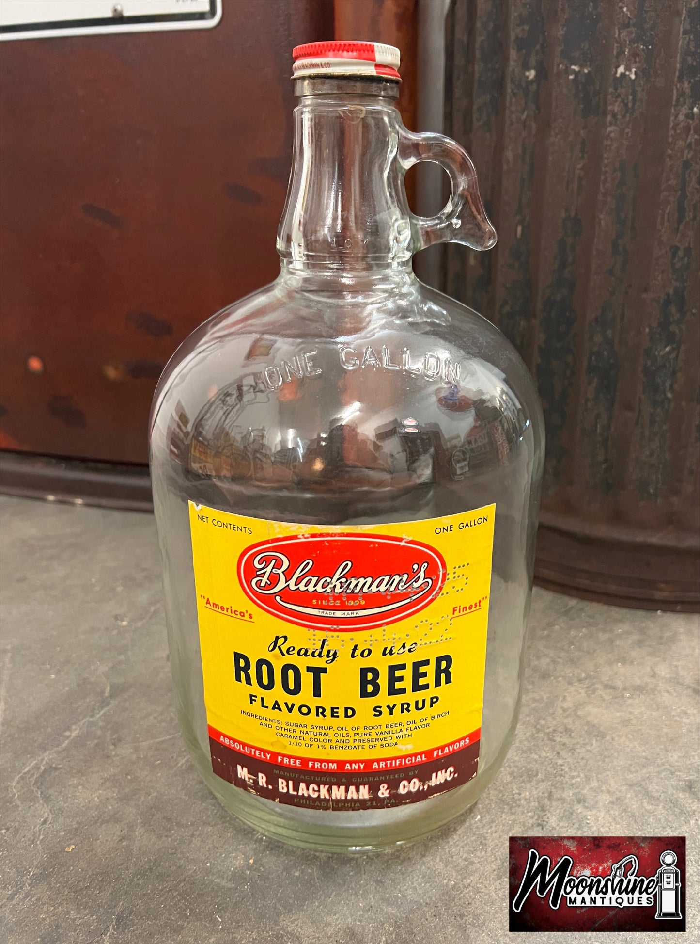 Vtg. Blackman's Root Beer Syrup 1 Gallon Bottle / Jug - Free Shipping!