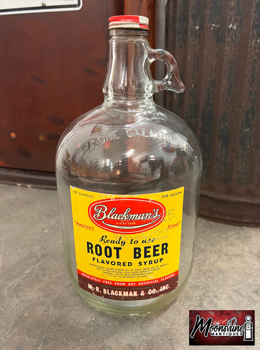 Vtg. Blackman's Root Beer Syrup 1 Gallon Bottle / Jug - Free Shipping!
