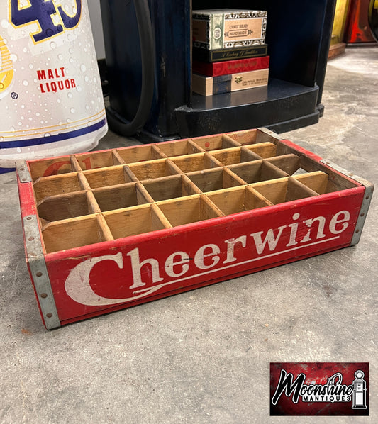 Vtg. CHEERWINE Drink Bottle Wooden Crate / Carrier - Free Shipping!