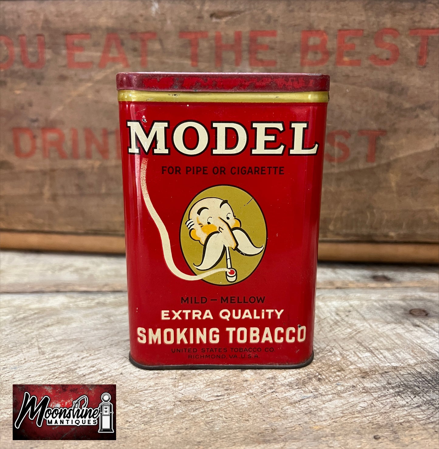 Vtg. MODEL Smoking Tobacco Pocket Tin - Free Shipping!