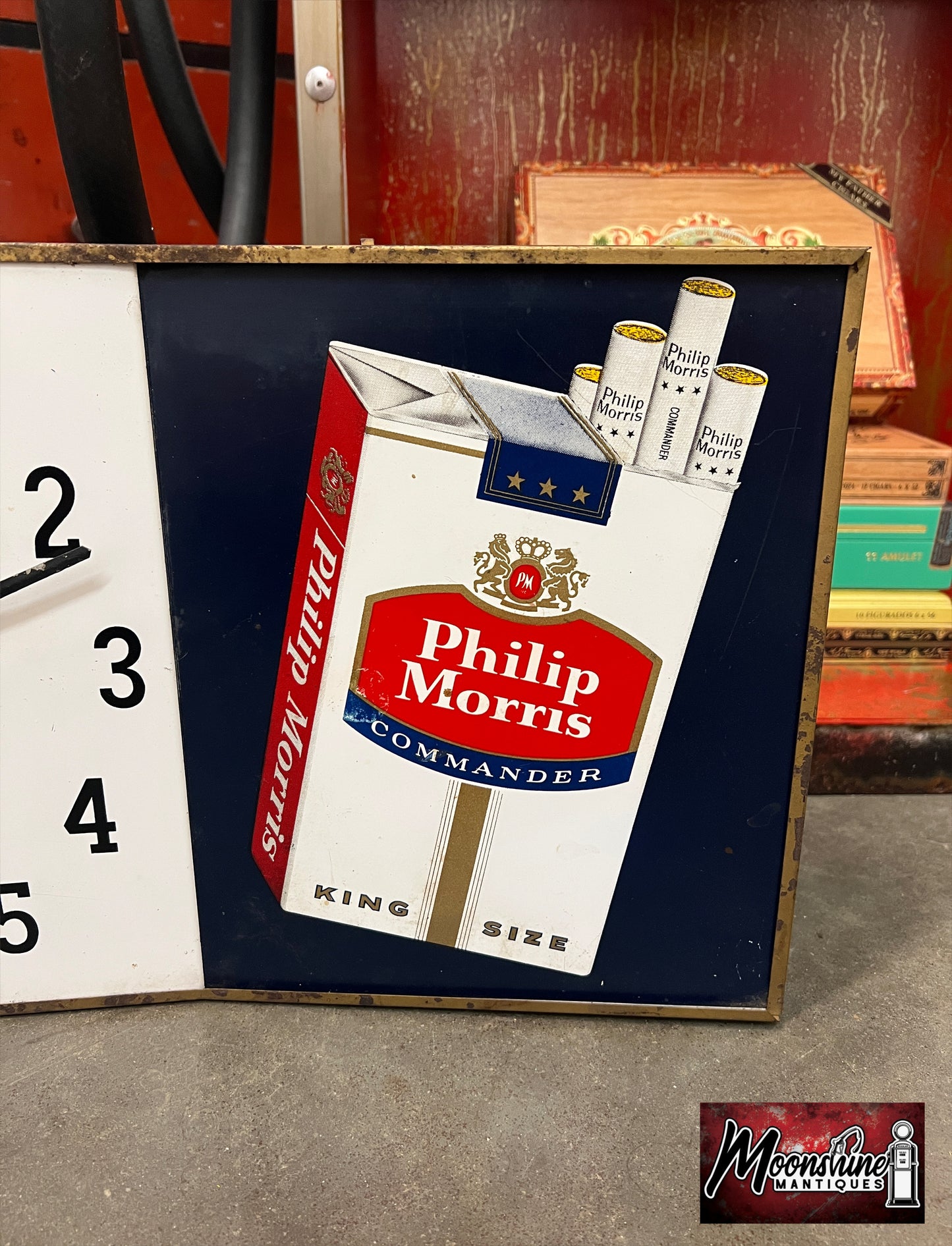 1950's Philip Morris / Marlboro Cigarettes Advertising Clock / Sign - Free Shipping!